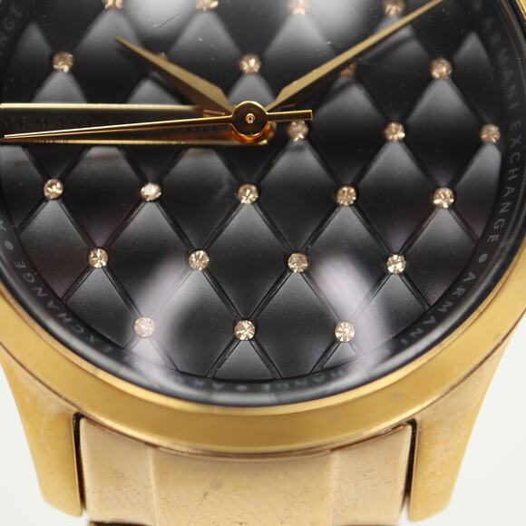 Armani Exchange Womens Black Gold Tone Quilted Dial 36mm Watch  w New Battery - Picture 8 of 12